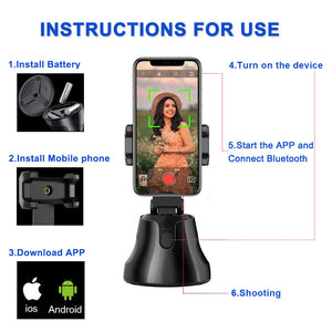 360 Rotation Face Tracking Selfie Stick Tripod Object Tracking Holder Camera Gimbal for Photo Vlog Live Video Record